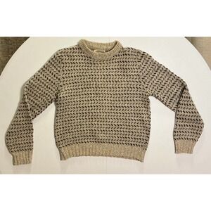 Environmental Clothing Co Birds Eye Knit Sweater Mens Oatmeal Grey Made in USA